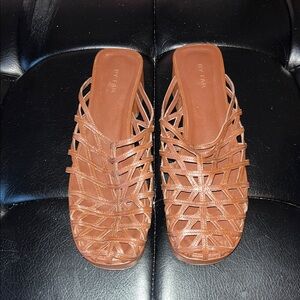 BY FAR Women's Tan Woven Sandals